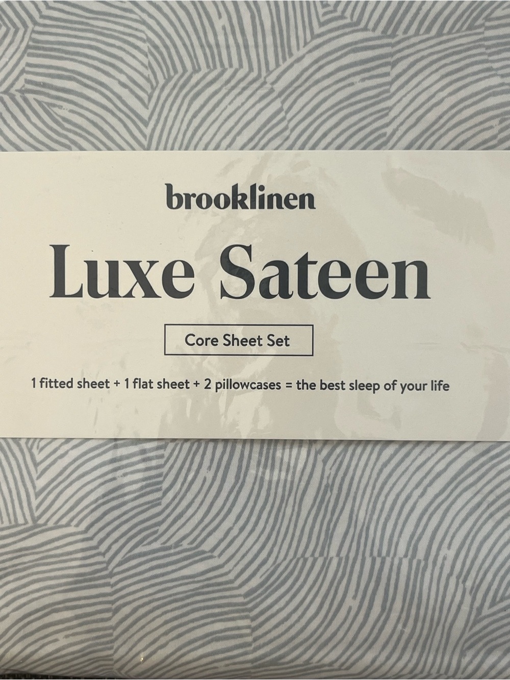 Brooklinen Luxe Sateen Core Sheet Set Cal-King Calm Water in Frost New with Tags